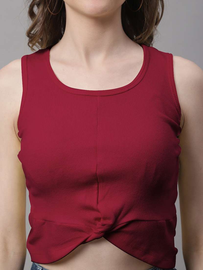 women's crop round neck top - 19986157 -  Standard Image - 4