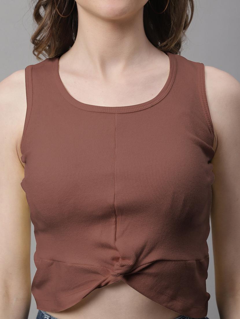 women's crop round neck top - 19986160 - Standard Image - 4