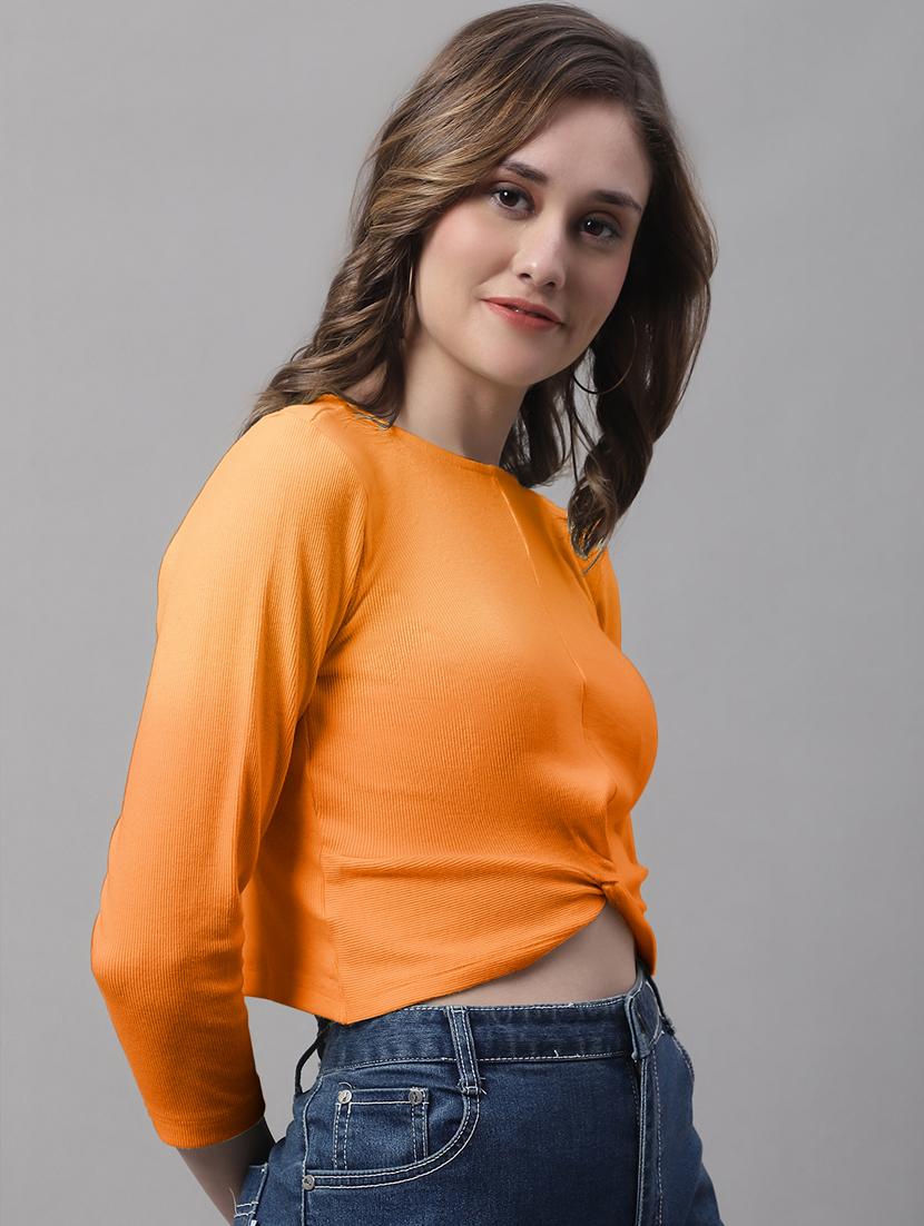 women's crop round neck top - 19986166 - Standard Image - 1