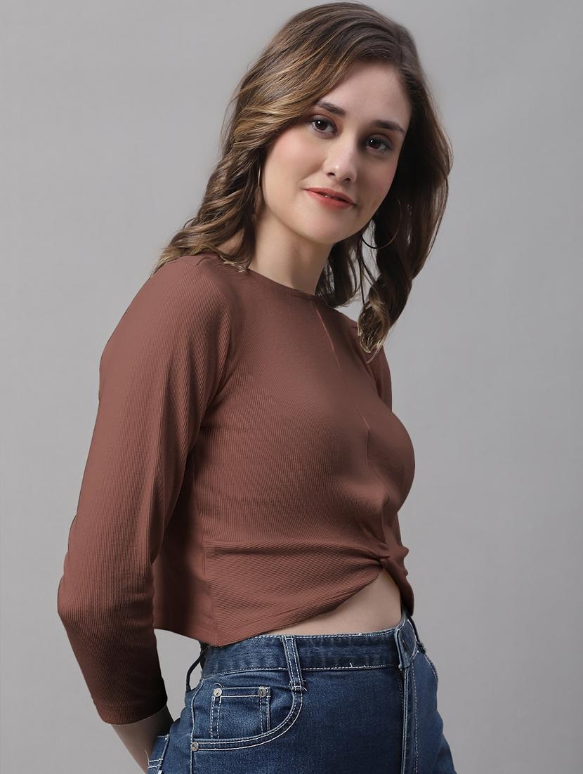 women's crop crew neck top - 19986171 - Standard Image - 1