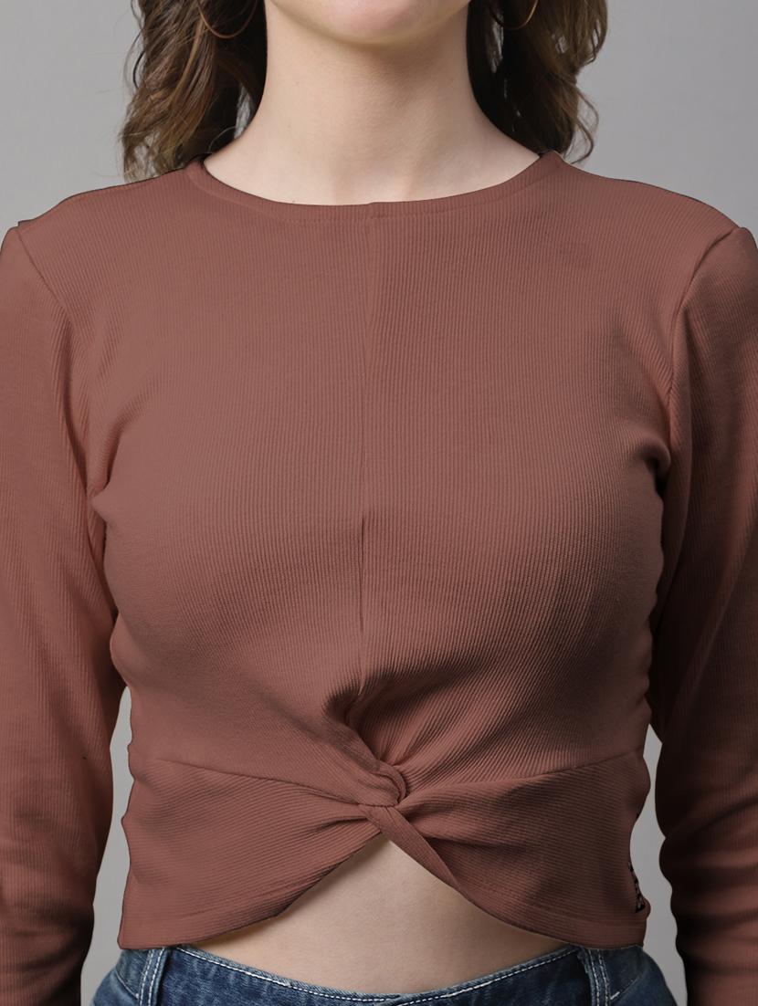 women's crop crew neck top - 19986171 - Standard Image - 4