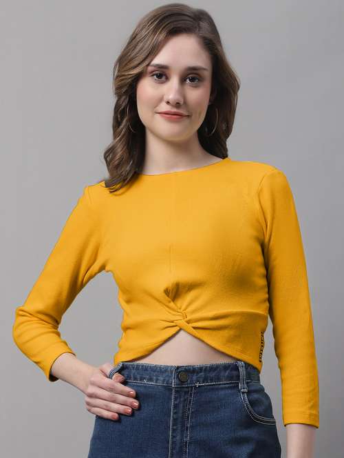 women's crop round neck top - 19986173 - Standard Image - 0