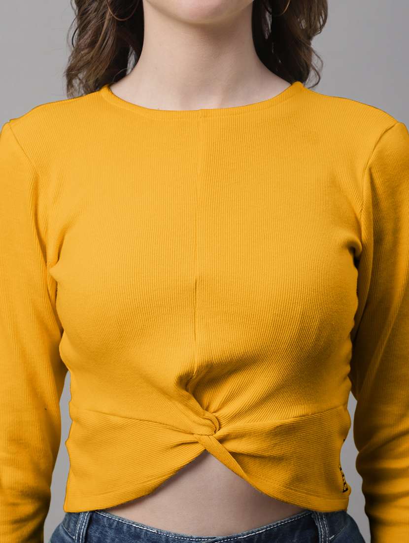 women's crop round neck top - 19986173 - Standard Image - 4