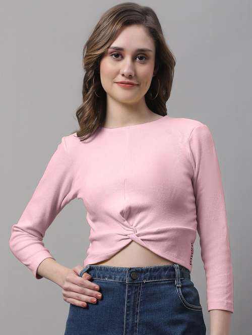 women's crop round neck top - 19986174 - Standard Image - 0