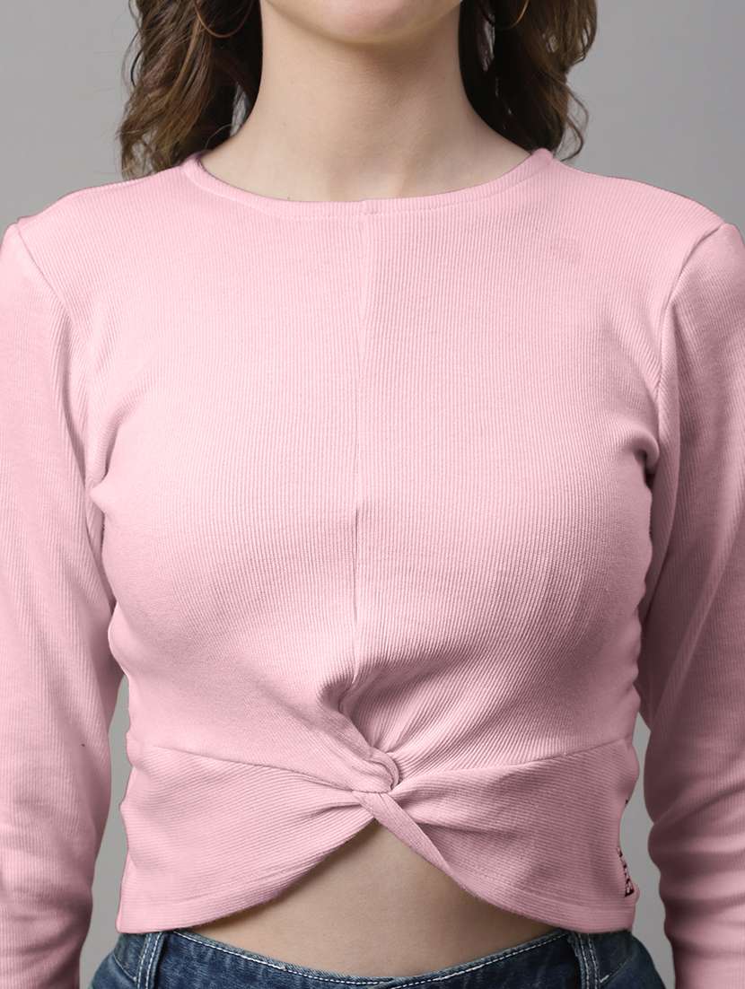 women's crop round neck top - 19986174 - Standard Image - 4