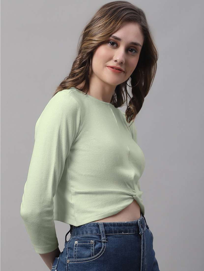 women's crop round neck top - 19986175 - Standard Image - 1