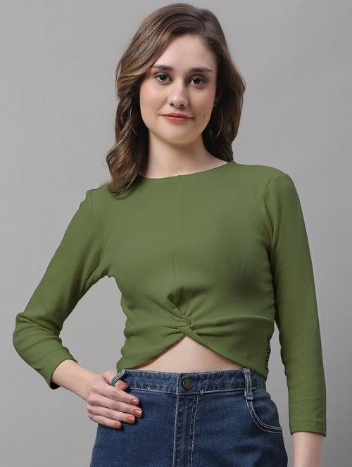 women's crop round neck top - 19986176 - Standard Image - 0