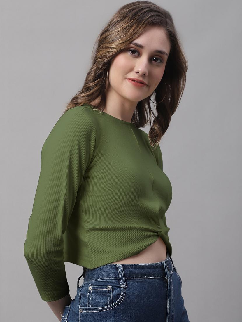 women's crop round neck top - 19986176 - Standard Image - 1