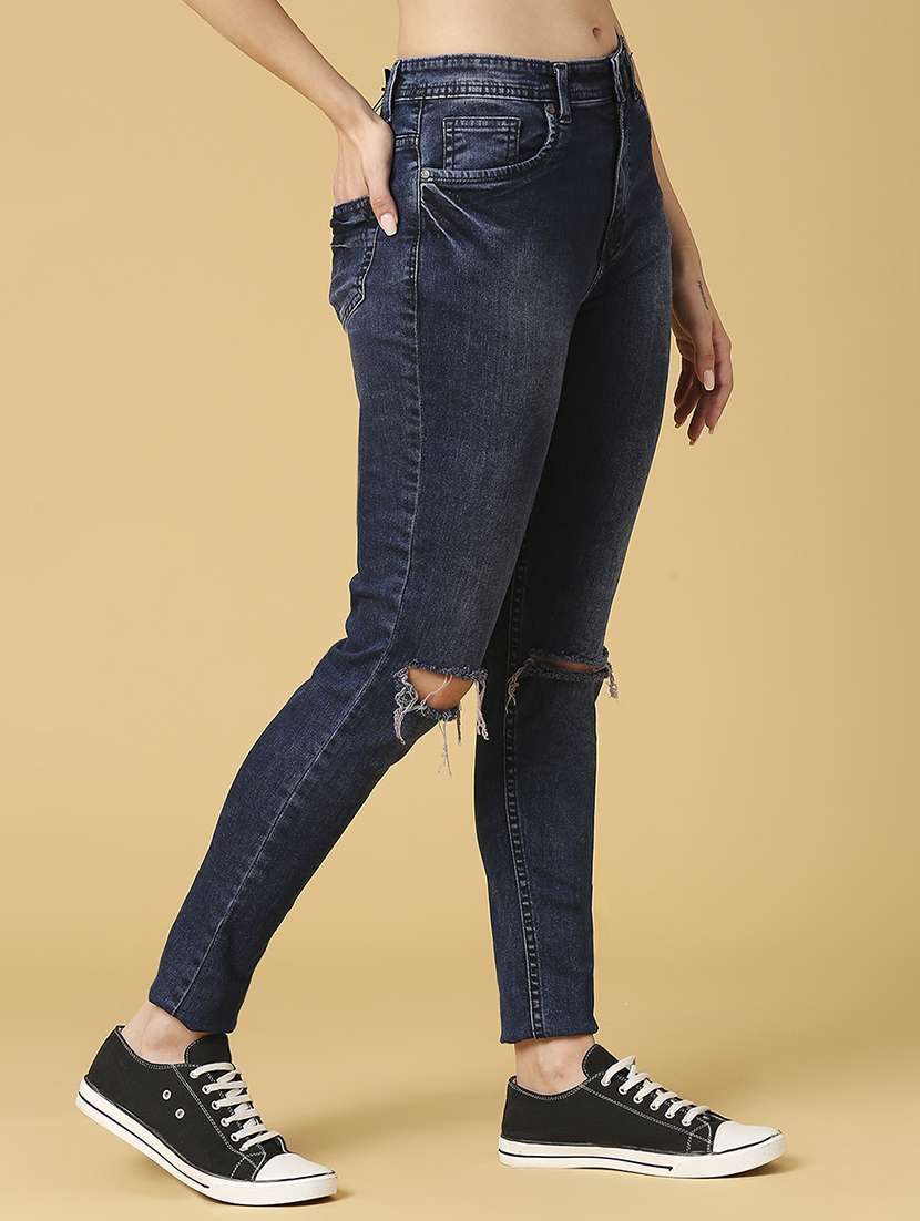 women's slash knee slim fit jeans - 19987168 -  Standard Image - 1