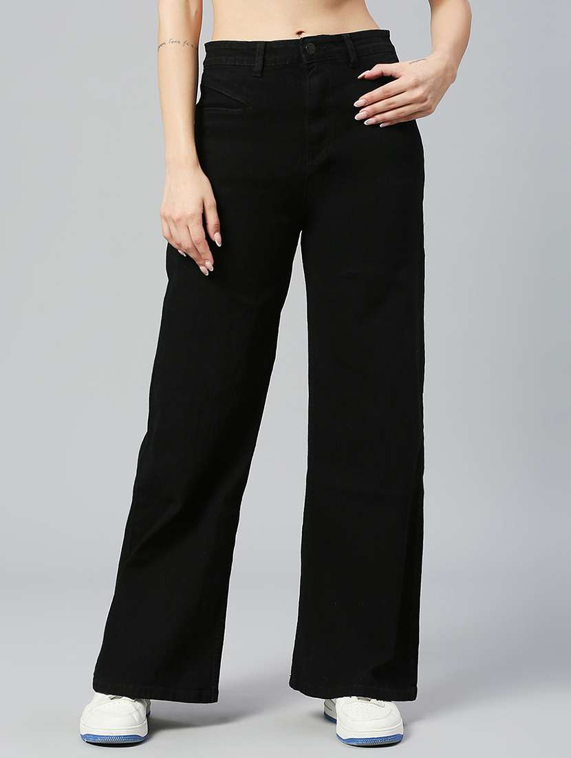 black denim plain jeans