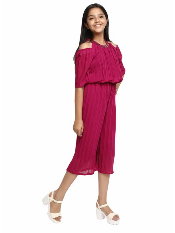 girls round neck cold shoulder frock - 19988008 - Standard Image - 1