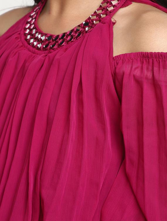 girls round neck cold shoulder frock - 19988008 - Standard Image - 4