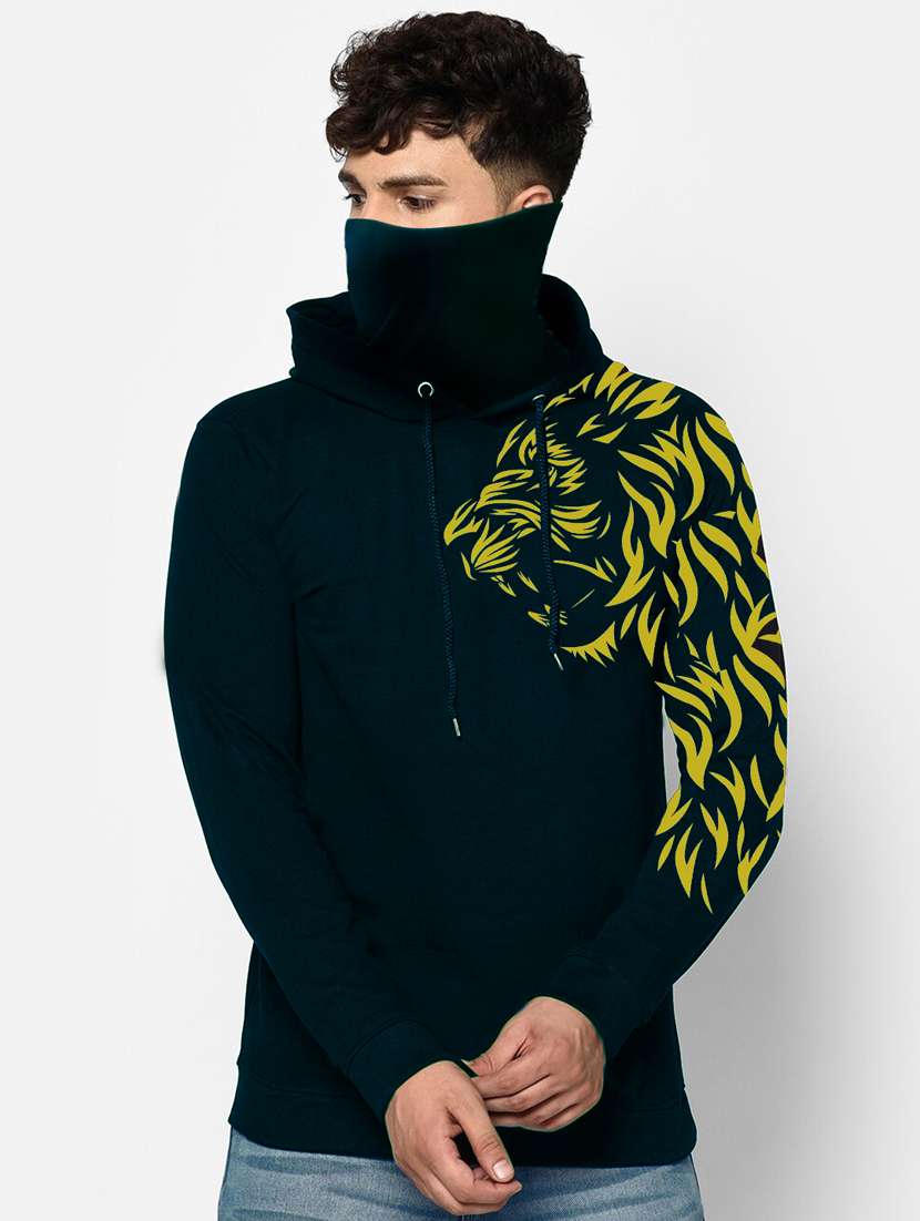 men's printed hooded sweatshirt