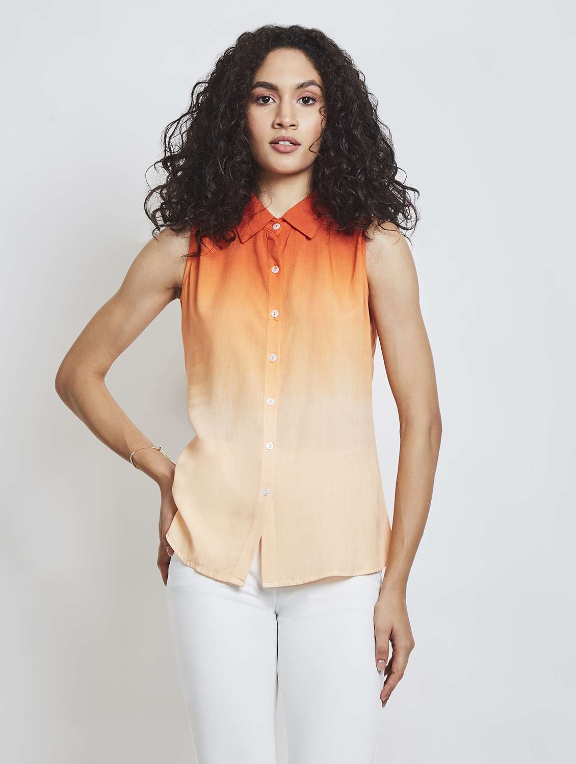 women's straight collared top