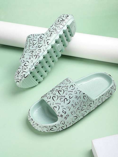 aqua green printed flip flop - 19988418 - Standard Image - 0