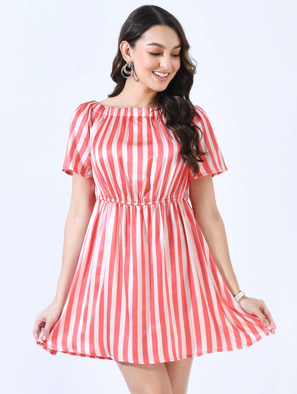 pink satin a-line dress