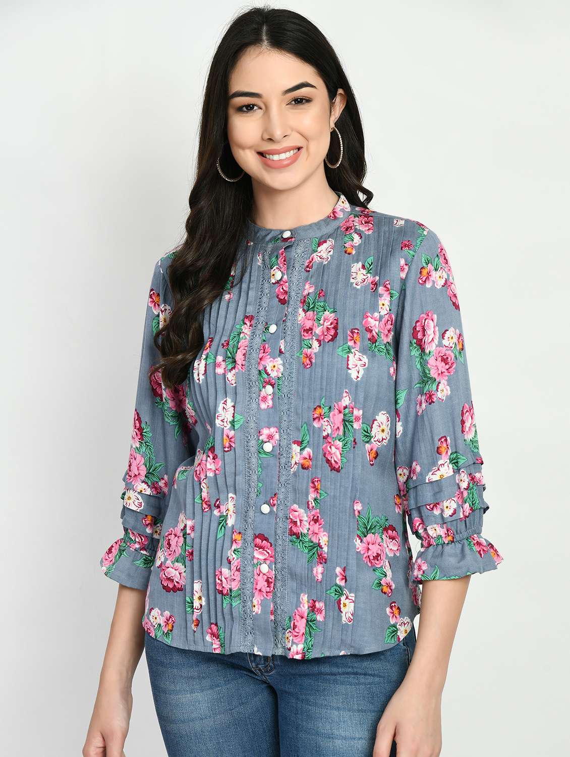 women's straight mandarin neck top - 19988510 - Zoom Image - 0