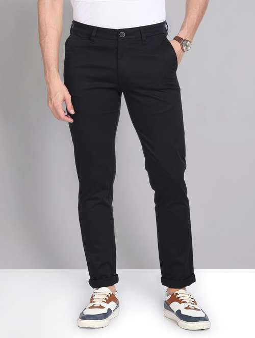black cotton chinos casual trousers - 19988541 -  Standard Image - 0