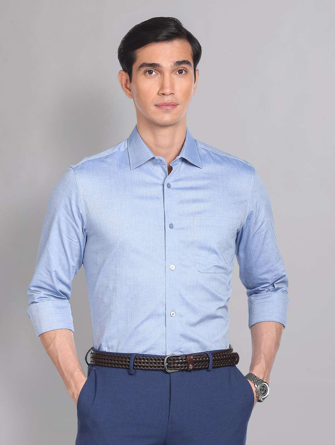 mens solids formal shirt - 19988553 -  Zoom Image - 0