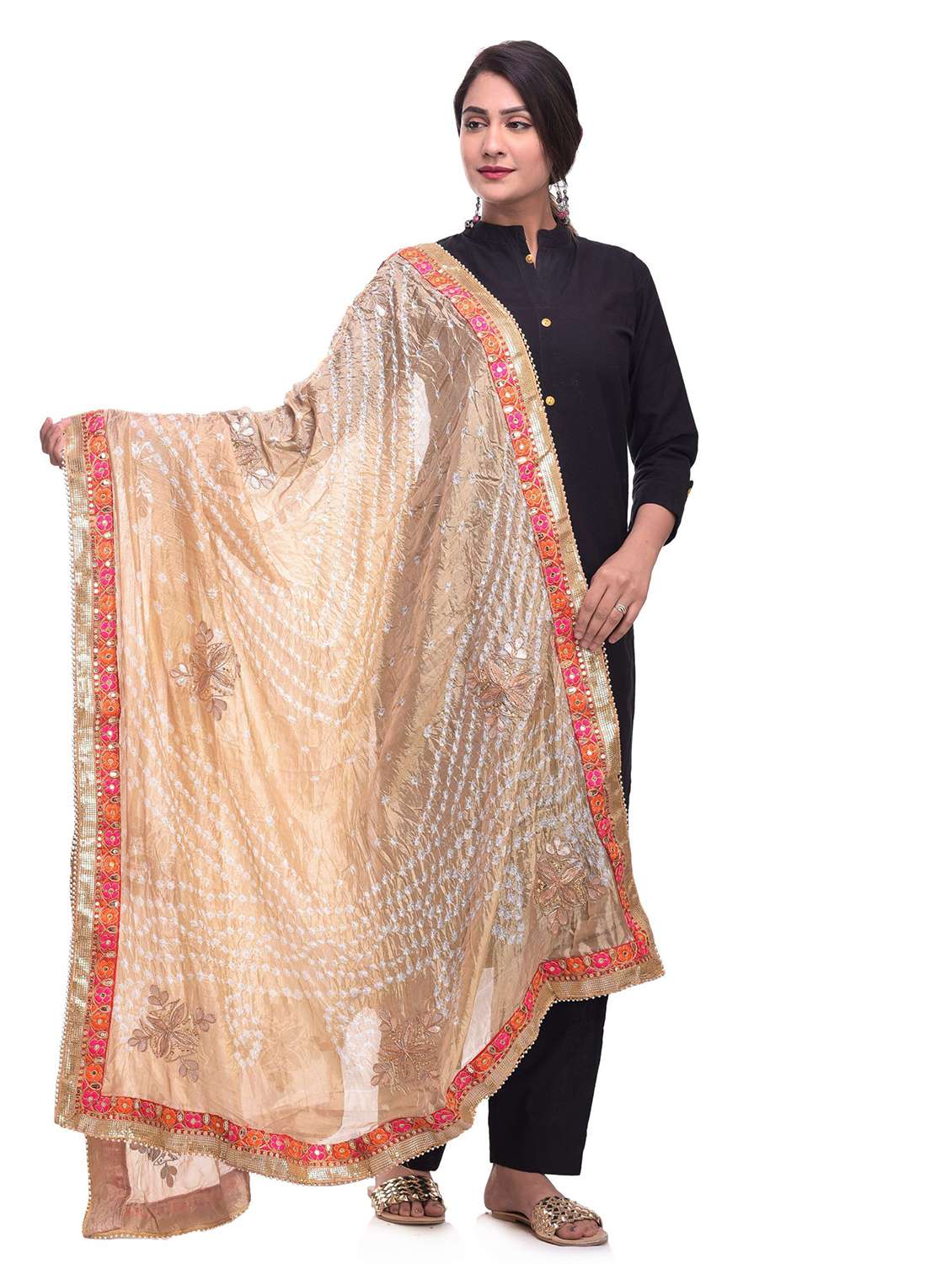 beige art silk dupatta - 19988760 -  Zoom Image - 0