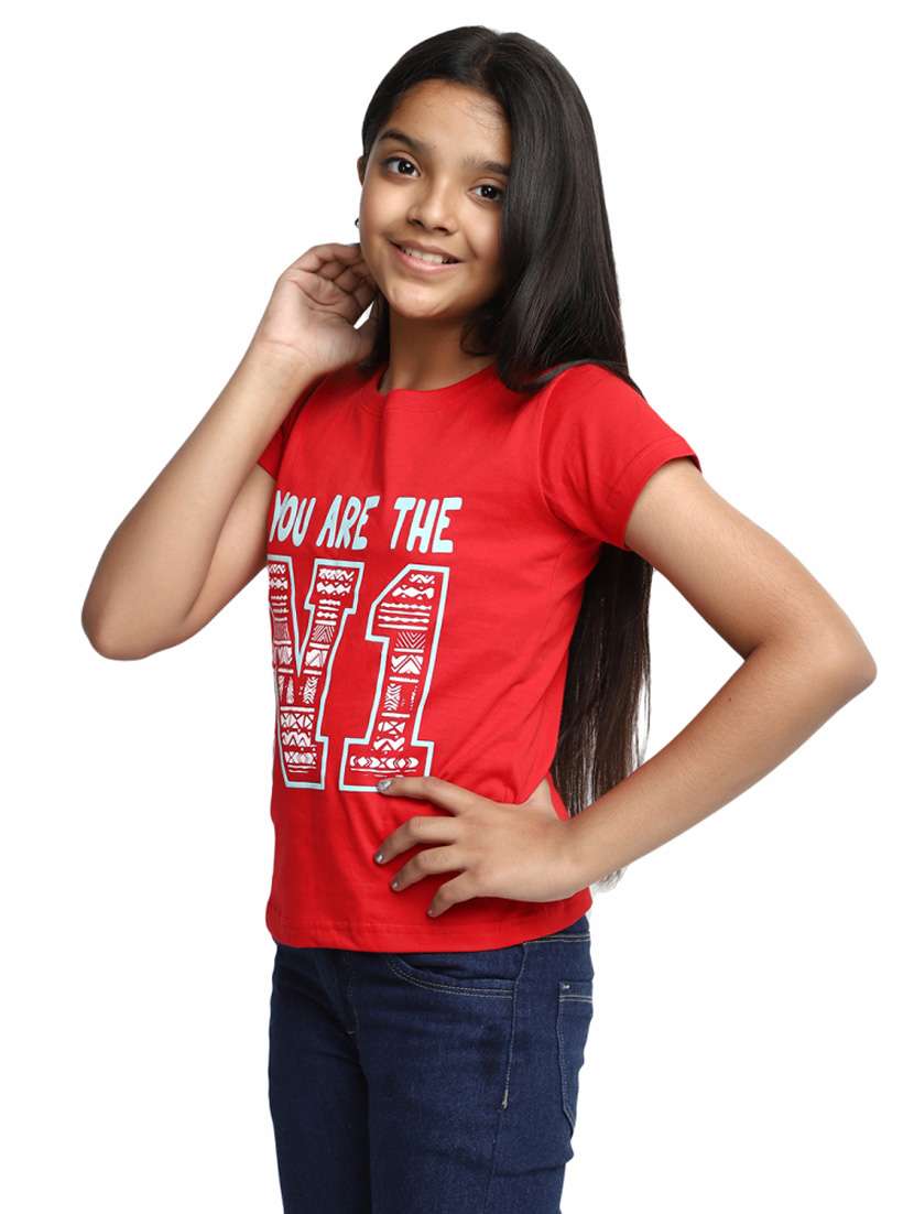 girls printed cotton regular tee - 19989781 -  Standard Image - 1