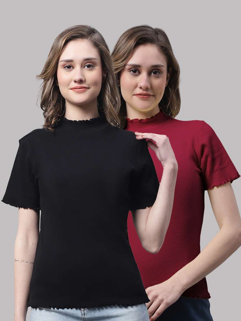 pack of solid mock neck tops - 19989826 - Zoom Image - 0