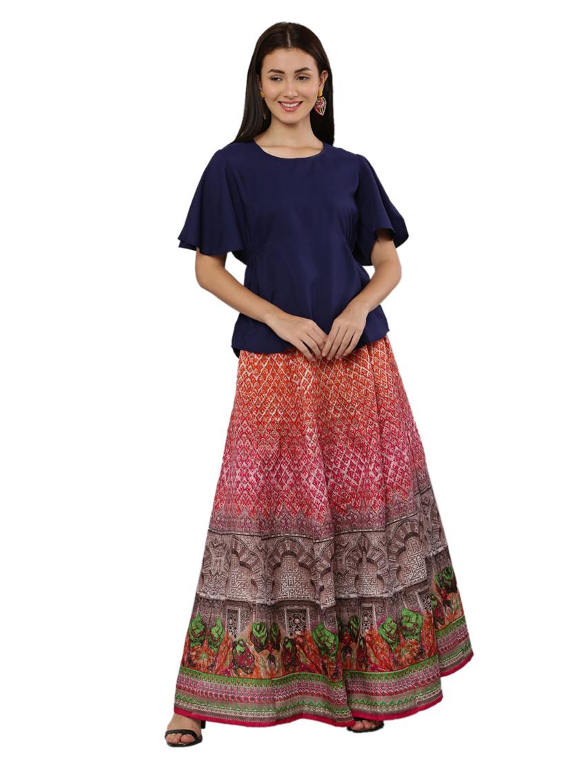multi colored printed top and skirt co-ord set - 19990289 -  Standard Image - 1