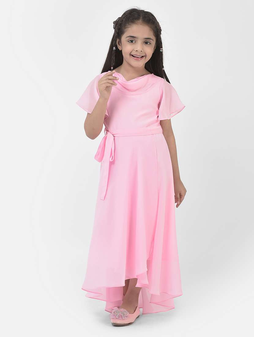 girls cowl neck flared sleeve dress