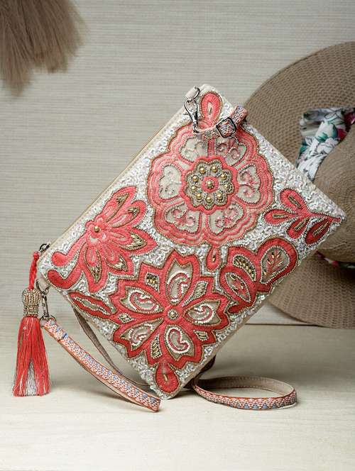 gold cotton sling bag - 19992319 - Standard Image - 0