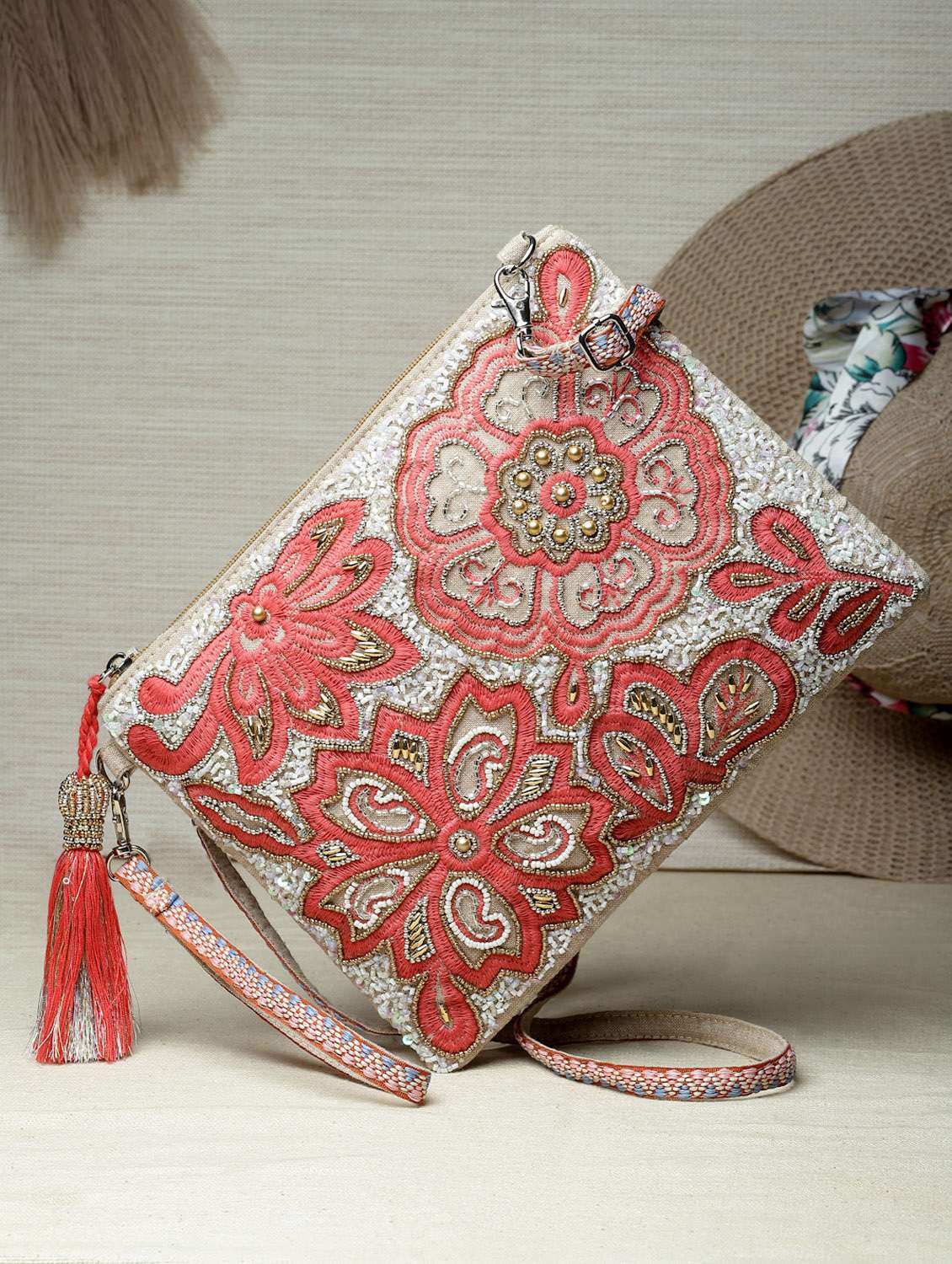 gold cotton sling bag - 19992319 - Zoom Image - 0