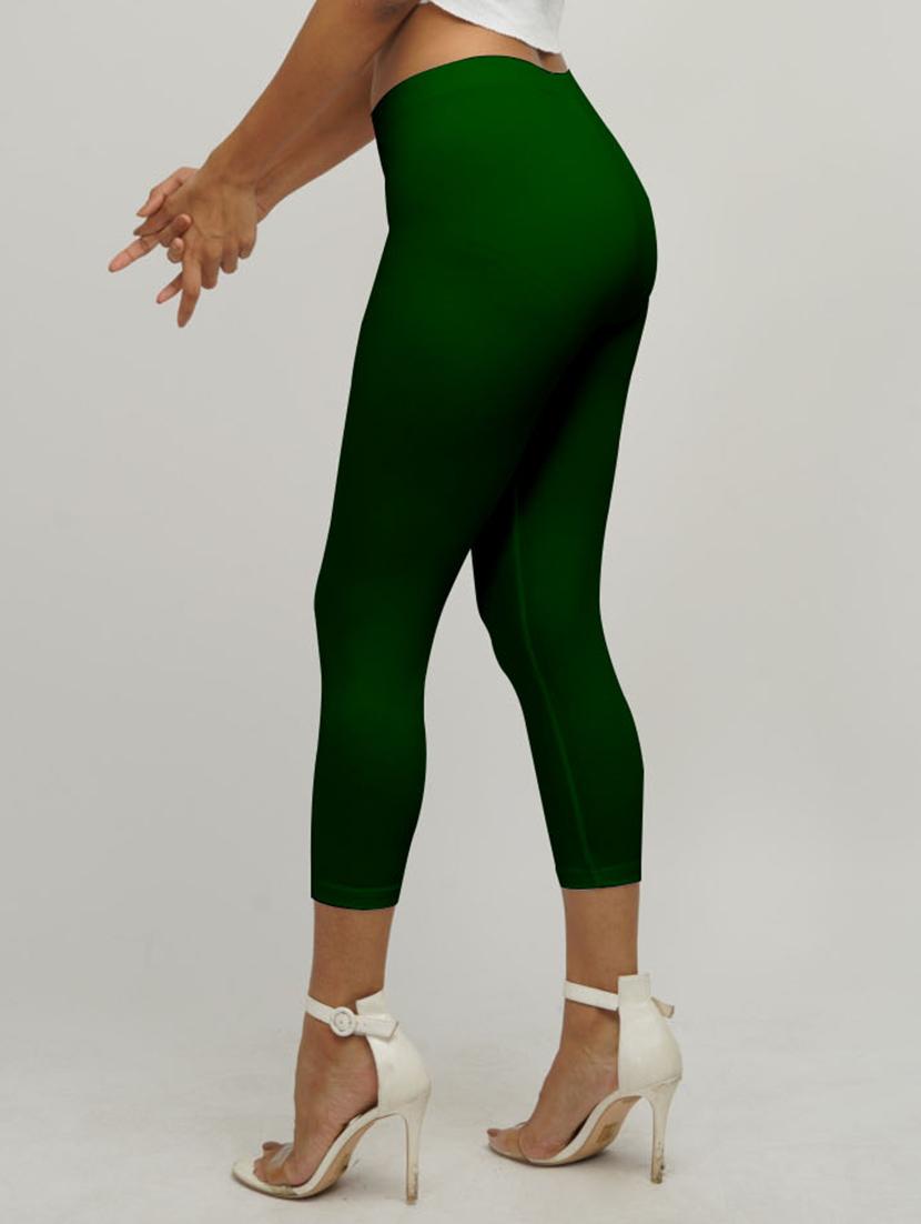 green solid mid rise capri leggings - 19992351 - Standard Image - 1