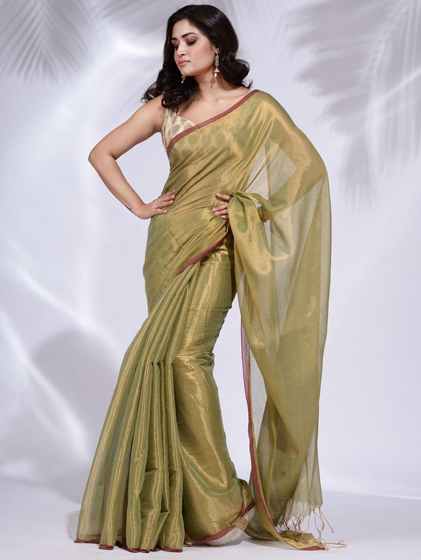 green self design woven saree with blouse - 19992548 - Zoom Image - 0