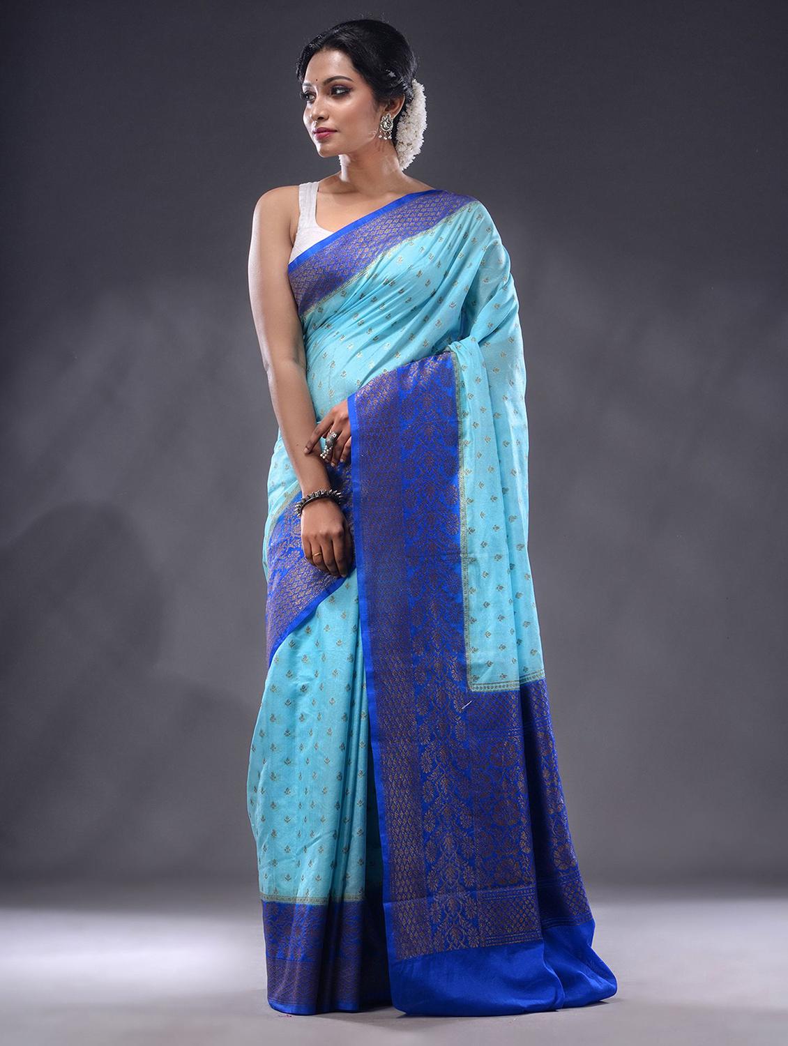 blue silk saree with blouse - 19992943 -  Standard Image - 1