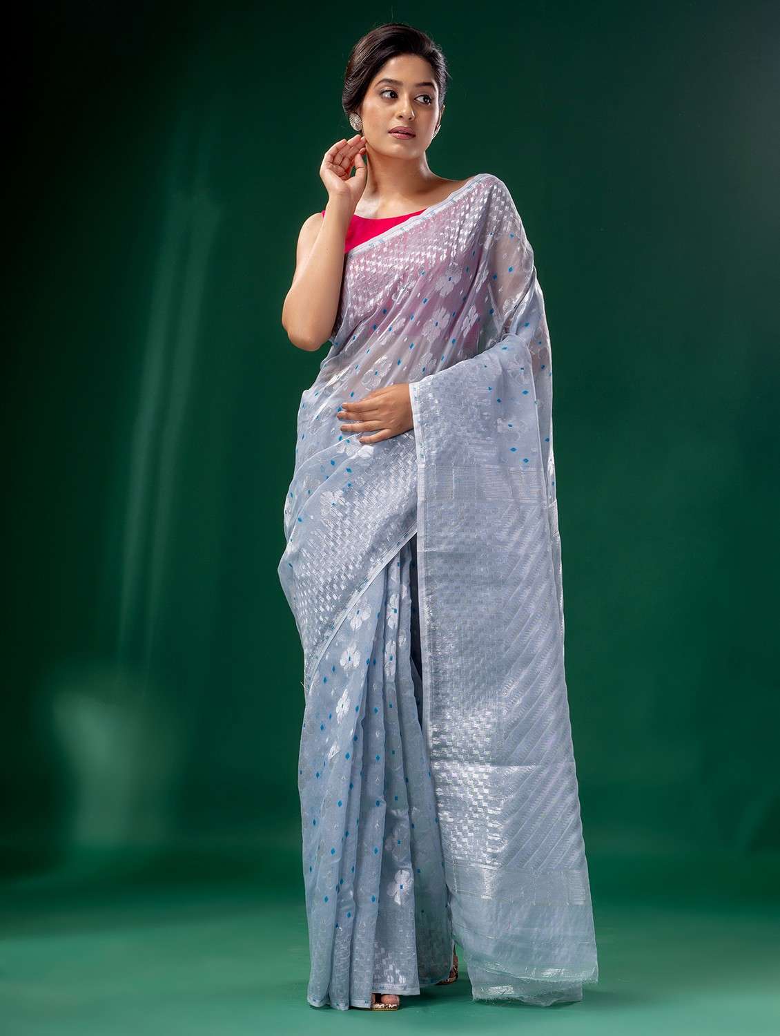 women's self design grey colored saree with blouse - 19993163 -  Standard Image - 1