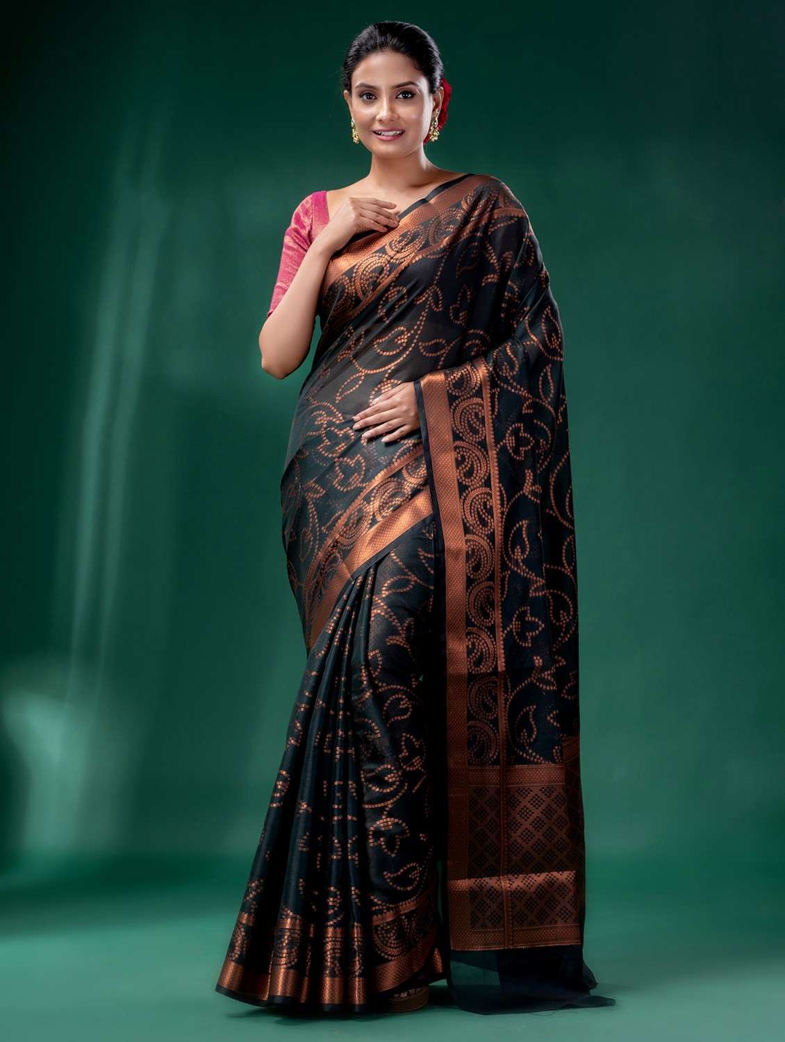 women's self design green colored saree with blouse - 19993216 -  Standard Image - 1