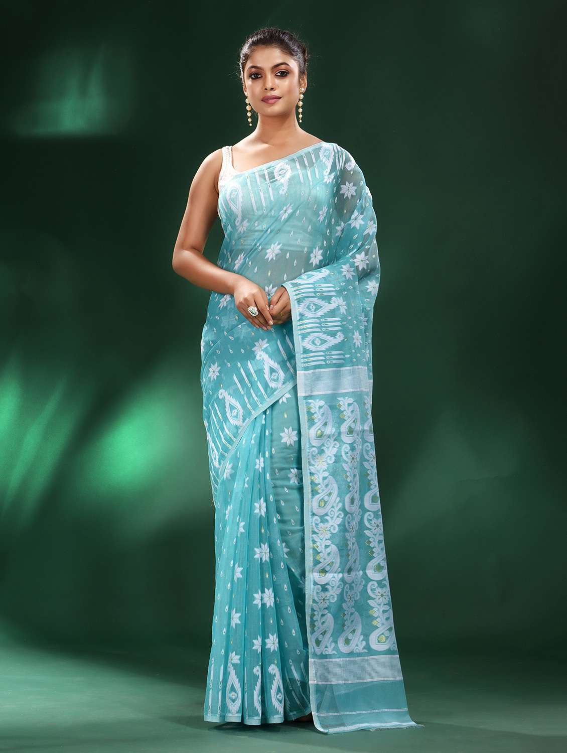 green cotton silk saree with blouse