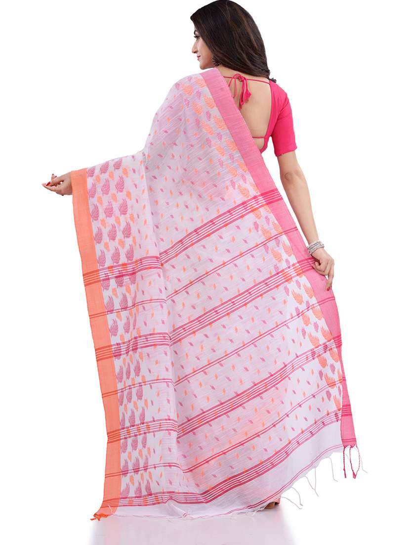 women's self design white colored saree with blouse - 19994388 -  Standard Image - 1