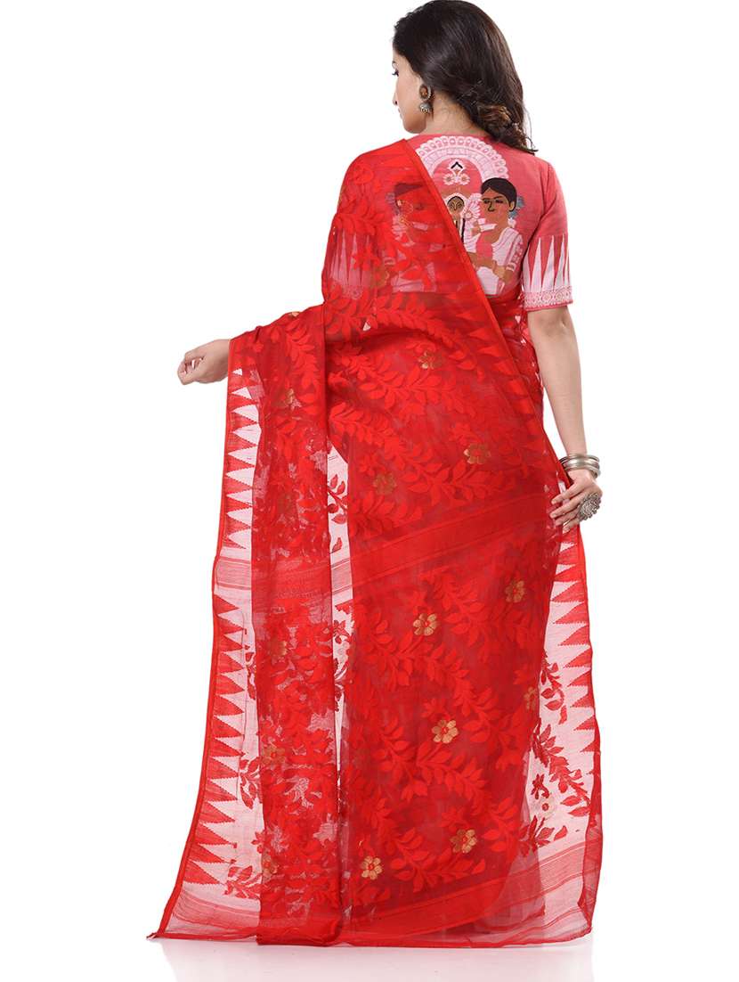 women's self design red colored saree - 19994400 -  Standard Image - 1