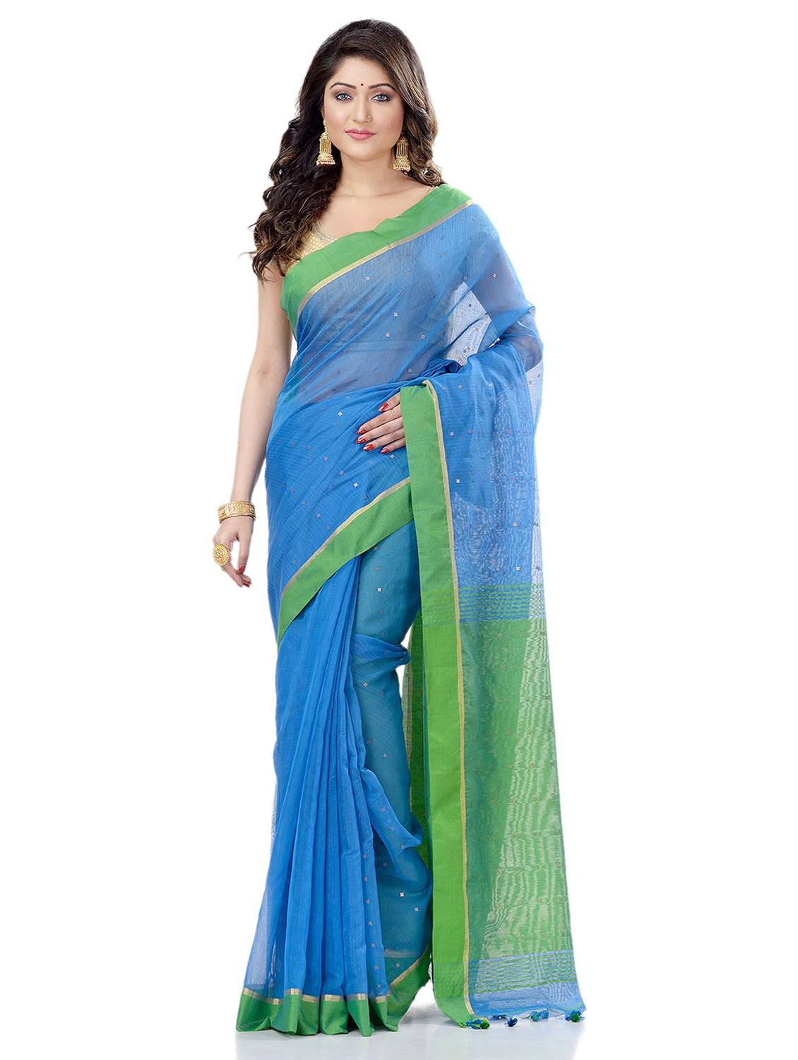 women's stripes blue colored saree with blouse - 19994414 -  Zoom Image - 0