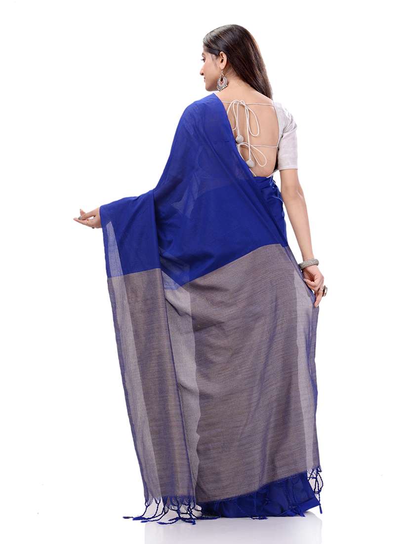 women's solid royal blue colored saree - 19994440 -  Standard Image - 1