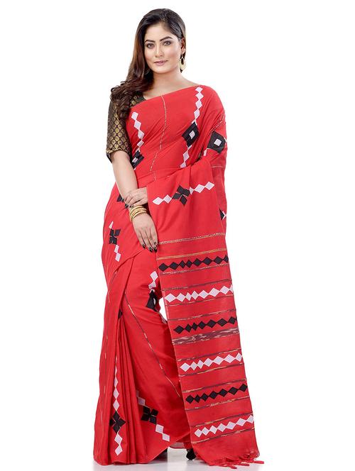 women's self design red colored saree with blouse - 19994445 - Standard Image - 0
