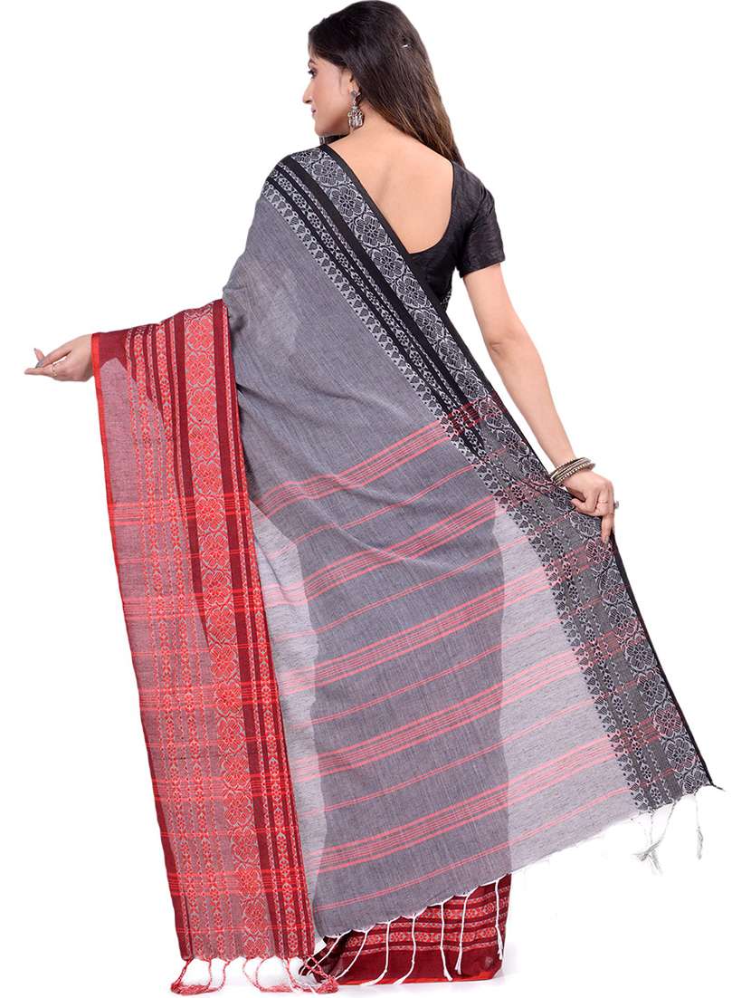 women's self design grey colored saree with blouse - 19994446 -  Standard Image - 1