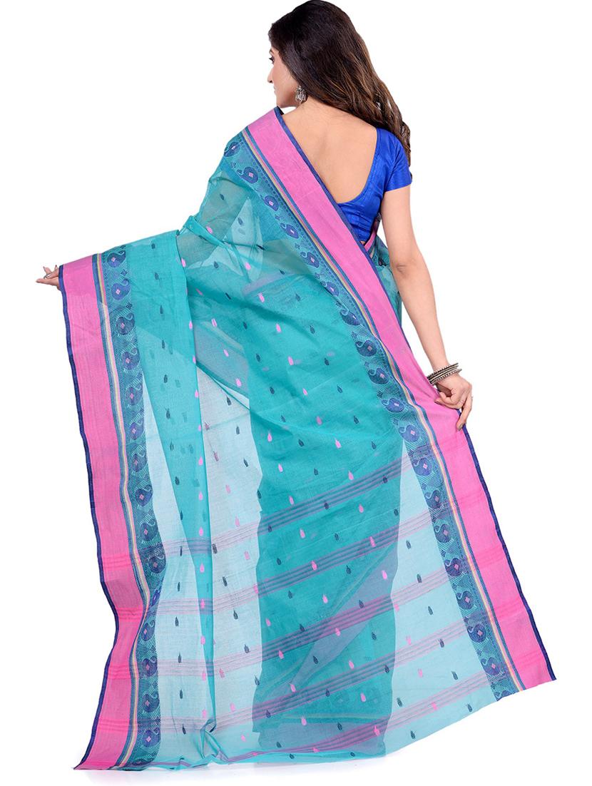 women's printed turquoise colored saree - 19994448 - Standard Image - 1