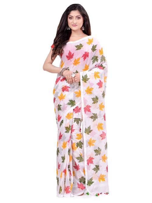 women's floral white colored saree - 19994456 - Standard Image - 0
