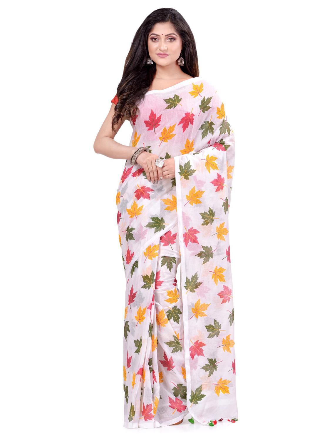 women's floral white colored saree - 19994456 - Zoom Image - 0