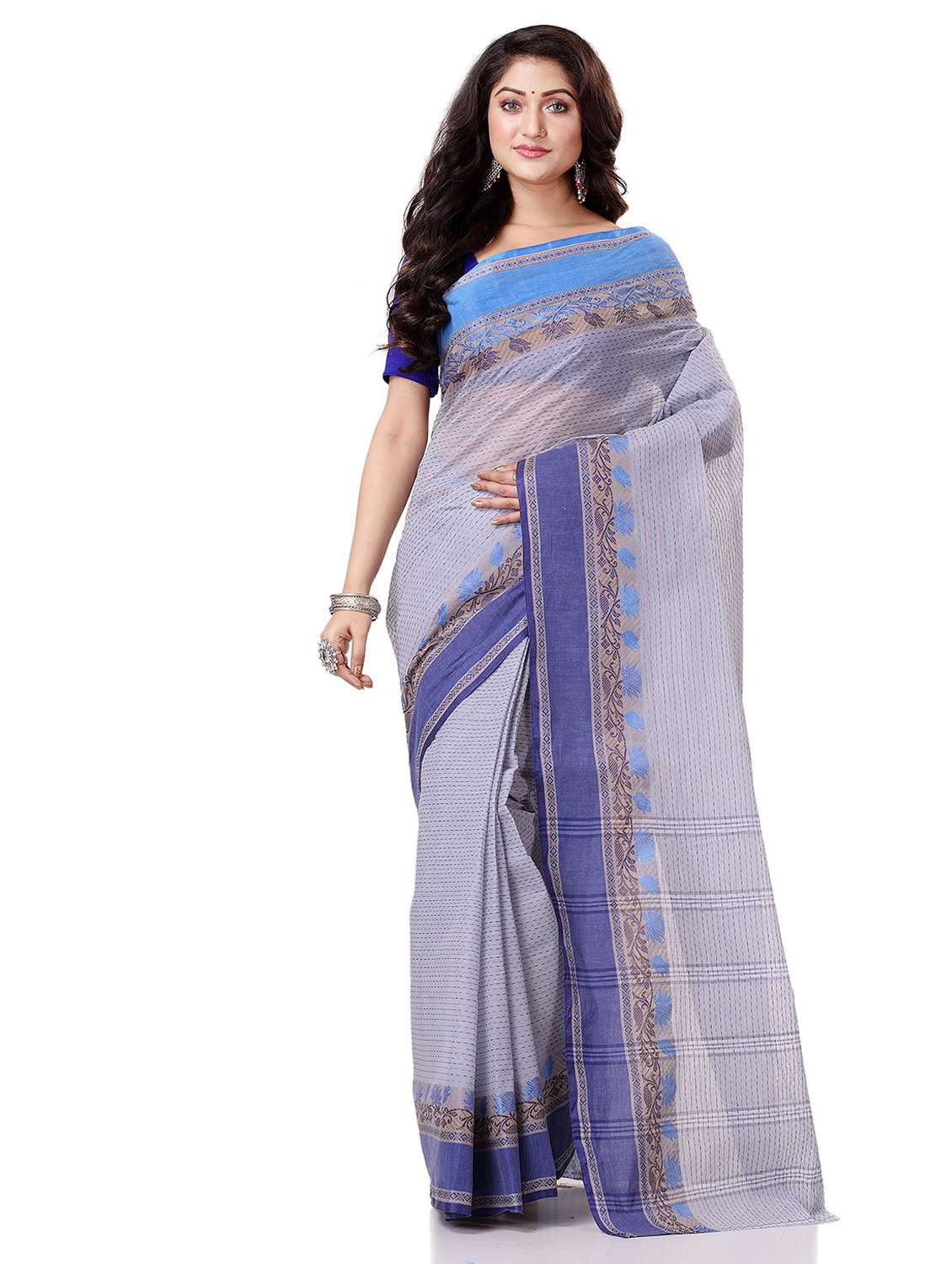 women's self design purist blue colored saree