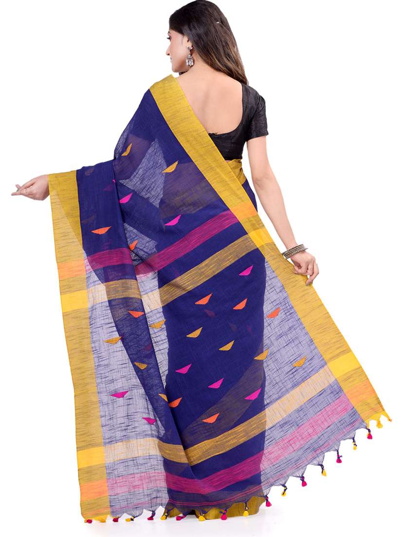 women's geometric blue colored saree with blouse - 19994480 -  Standard Image - 1