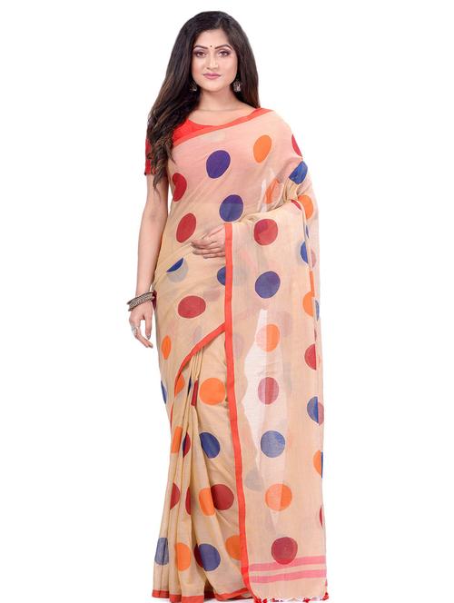 women's polka dots red colored saree - 19994490 - Standard Image - 0