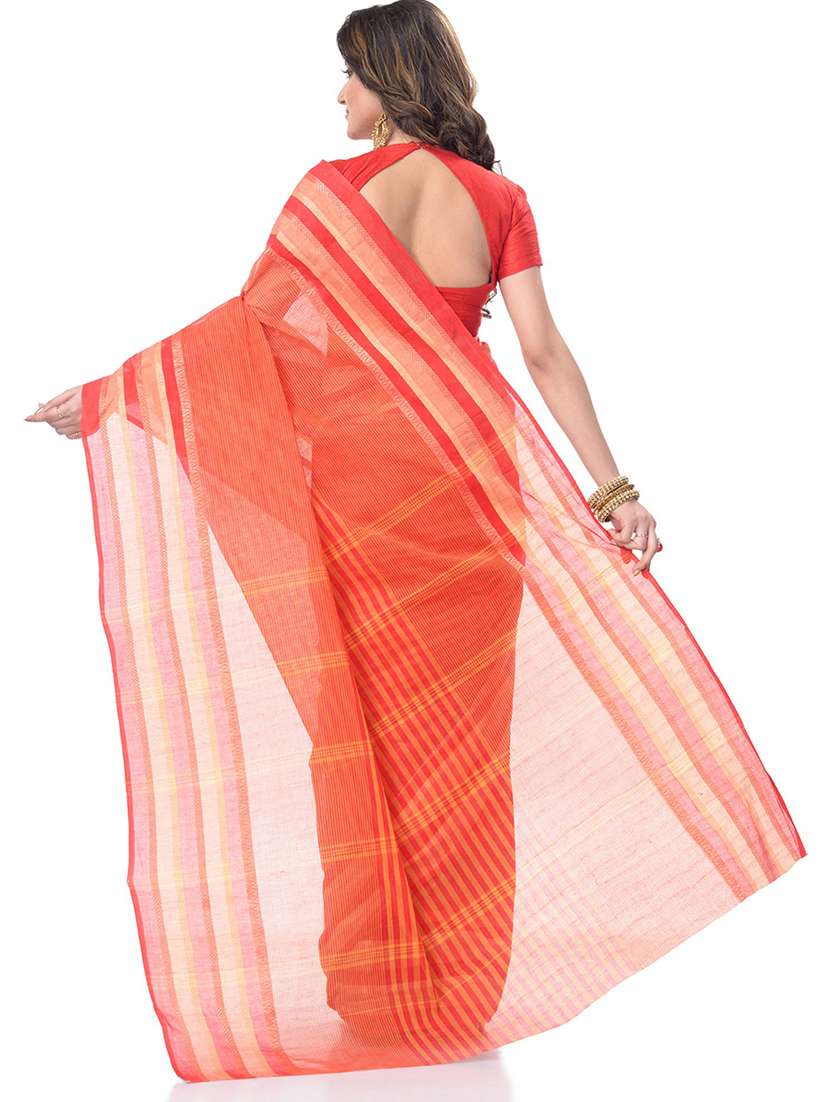 women's stripes red colored saree - 19994525 -  Standard Image - 1