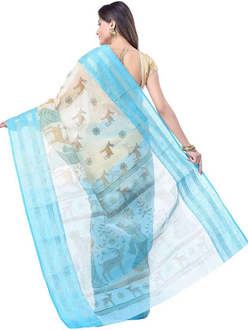 women's kalamkari cream colored saree - 19994532 -  Standard Image - 1